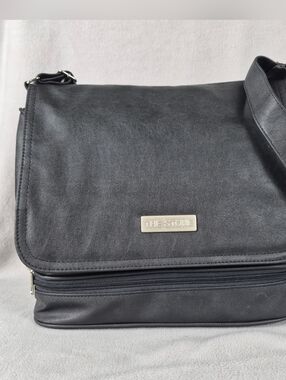 The Stone Black Faux Leather Crossbody Handbag - EUC